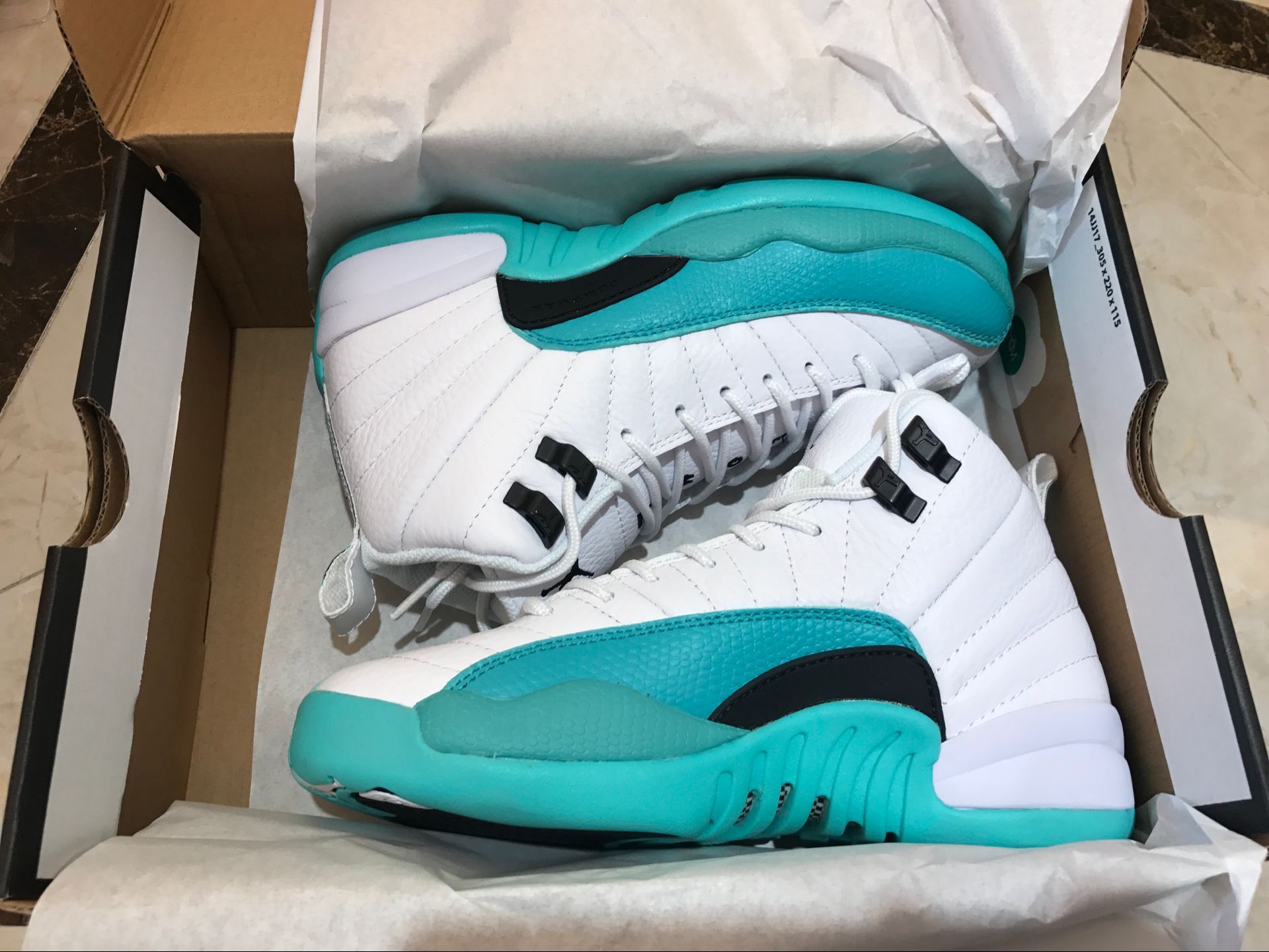 Women Air Jordan 12 White Jade Blue Shoes - Click Image to Close